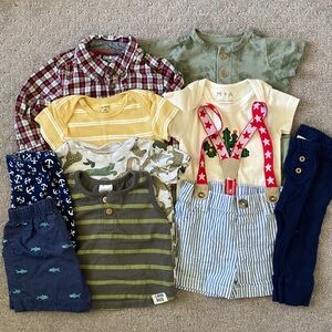 10-pc Bundle assorted baby boy clothes, ~6-9M.